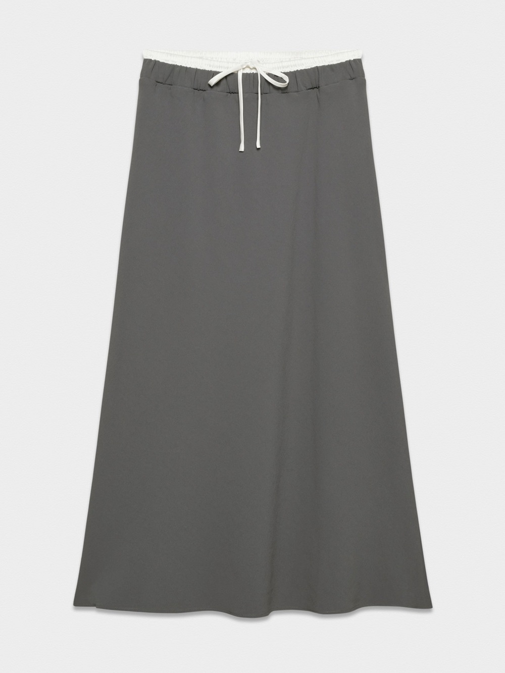 Aritzia Wilfred Dark Gray A-Line Double Waistband Satin Midi Skirt Sz S